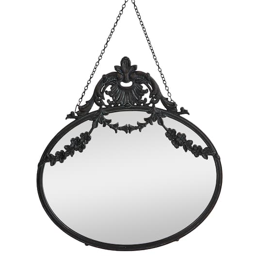 Hello Honey; Hello Honey® Vintage Pewter Framed Wall Mirror with Decorative Chain; Category:Mirrors; Image:1